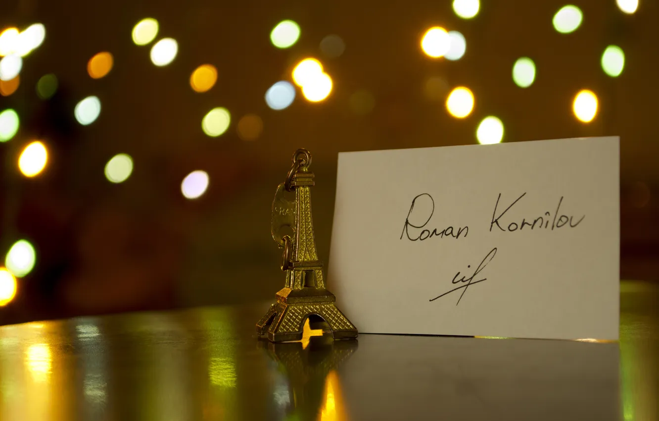 Photo wallpaper light, lights, table, autograph, bokeh, name, Signature, surname