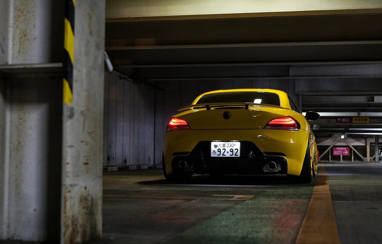 Photo wallpaper tuning, Asia, Japan, bmw, Parking, drives, yellow, Tokyo