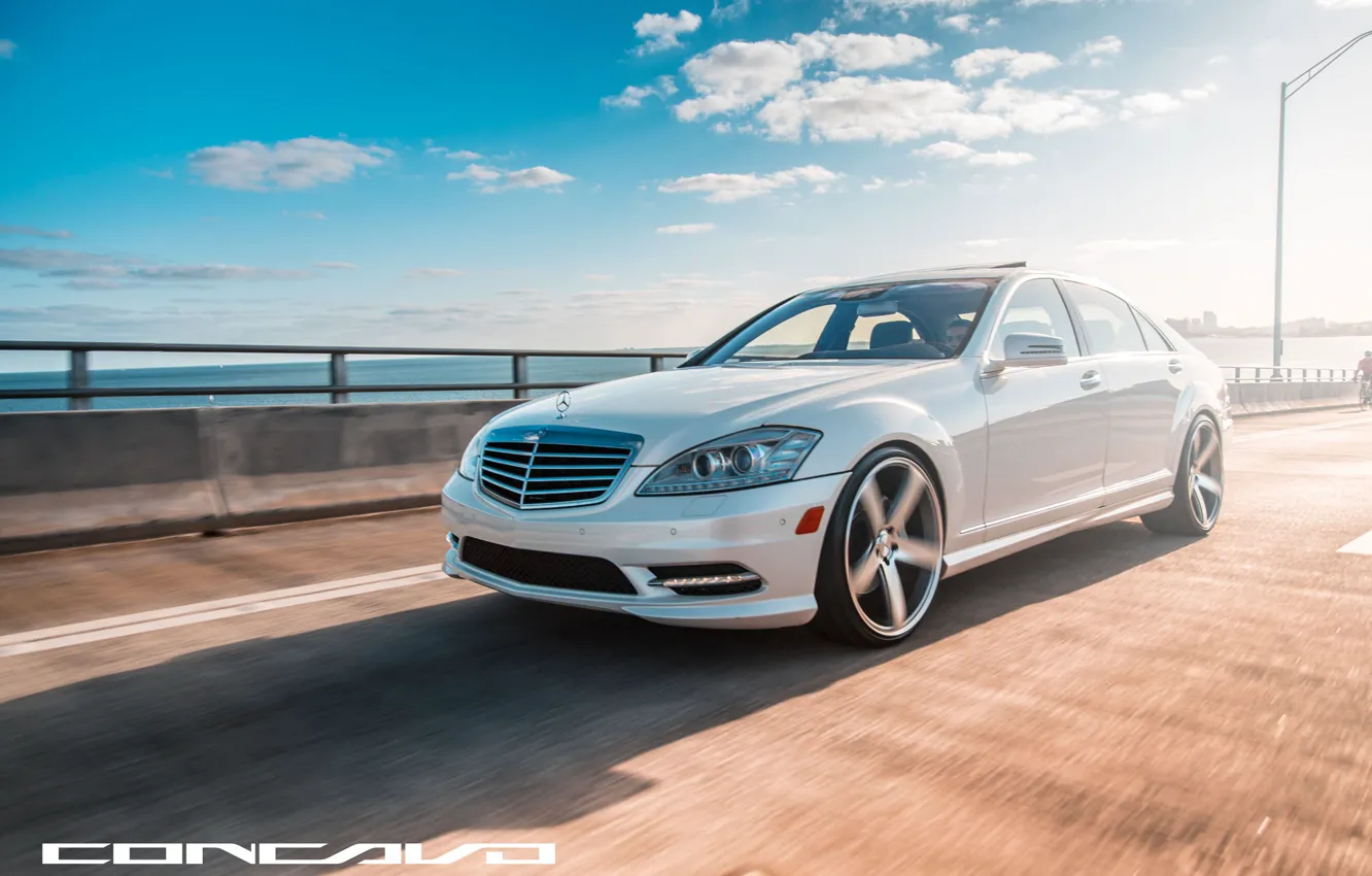 Photo wallpaper machine, auto, optics, Mercedes Benz, auto, S550, Wheels, Concave