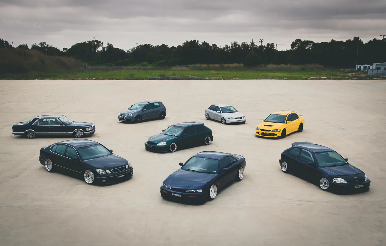 Photo wallpaper Audi, Lexus, Volkswagen, Mitsubishi, Mercedes, Honda