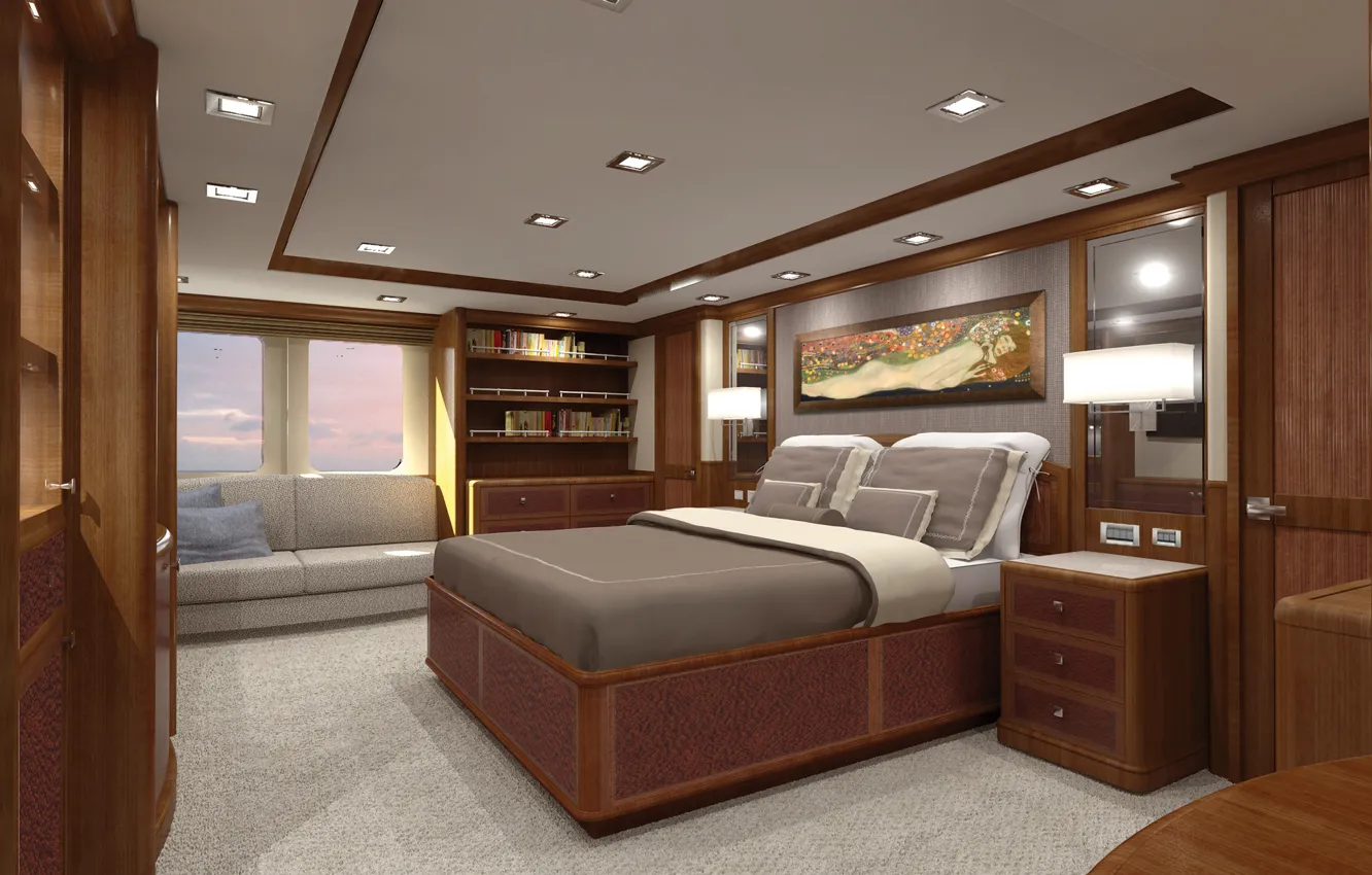 Photo wallpaper design, style, interior, yacht, Suite, interior, cabin, Destry Darr yacht