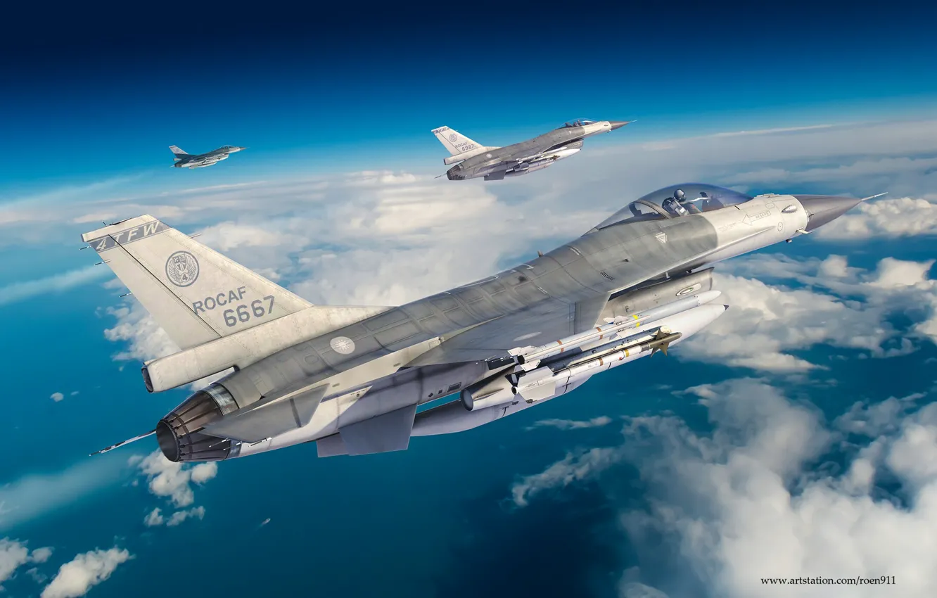 Photo wallpaper Lockheed Martin, American multifunctional lightweight, the fourth generation fighter, Viper, Antonis (rOEN911) Karidis, ROCAF, F-16V, …