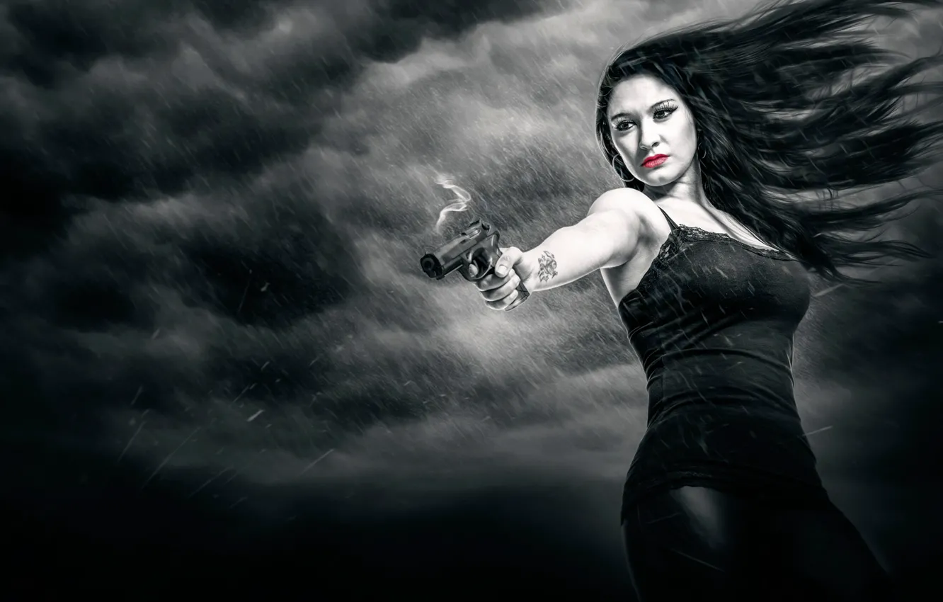 Photo wallpaper girl, gun, art, Sin City, model, Sin city, the film, Romy