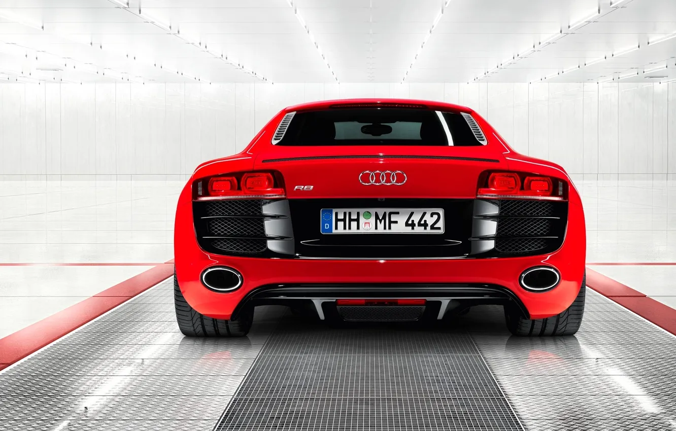 Photo wallpaper red, Audi, Audi, room, sports car, V10