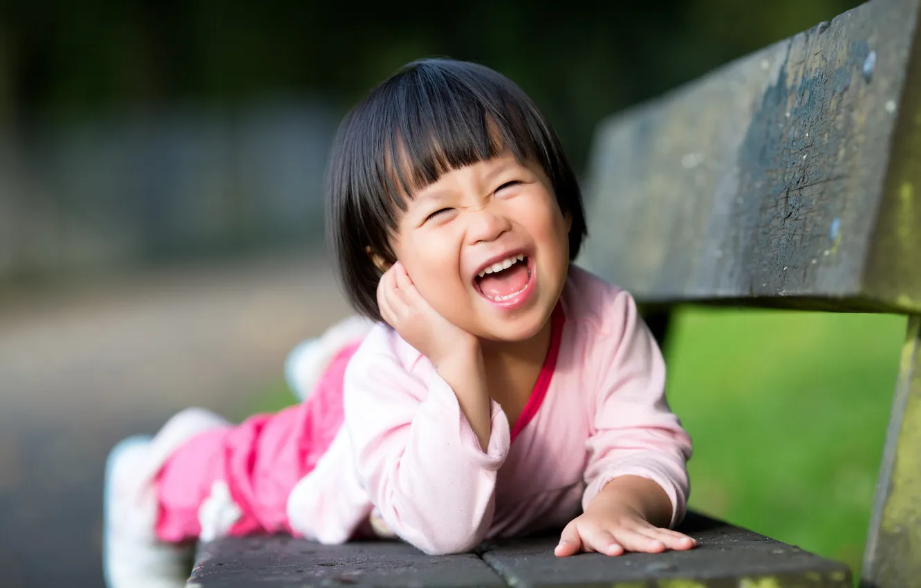 Photo wallpaper mood, girl, bench