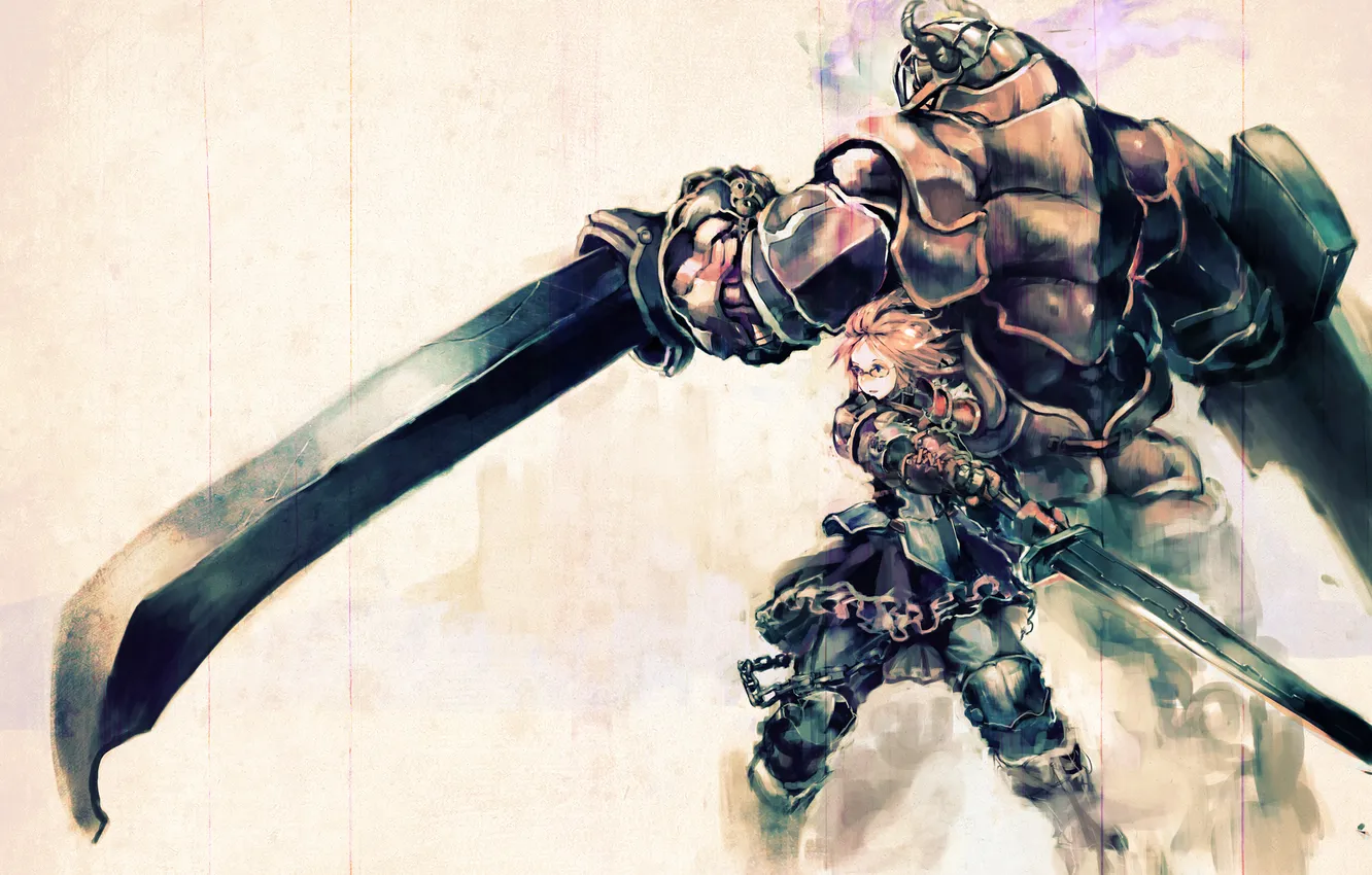 Photo wallpaper girl, monster, sword, armor, battle, warrior, so-am