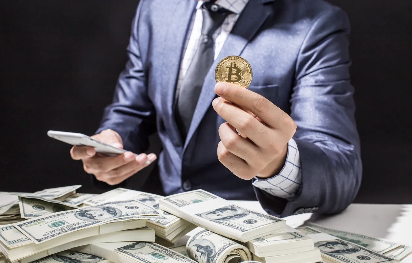 Photo wallpaper money, business, bitcoin, dolars