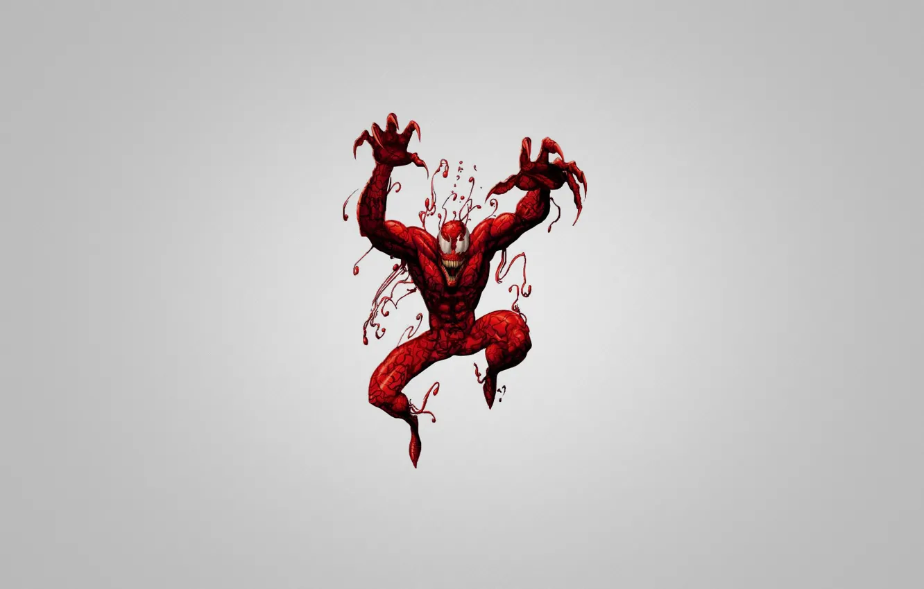 Photo wallpaper spider-man, grey background, Comics, Spider-Man, Carnage, the red creature