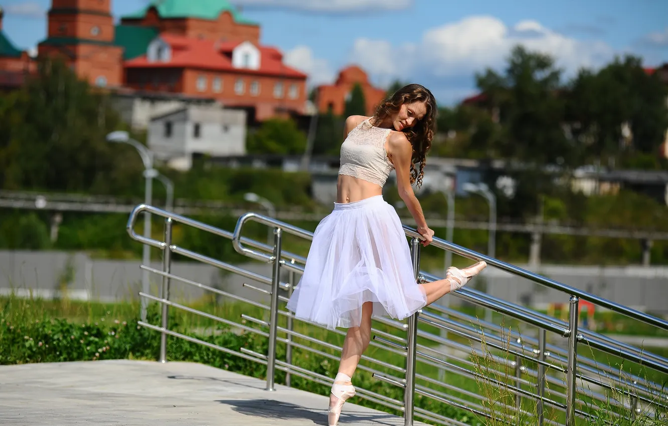 Photo wallpaper girl, pose, mood, skirt, legs, ballerina
