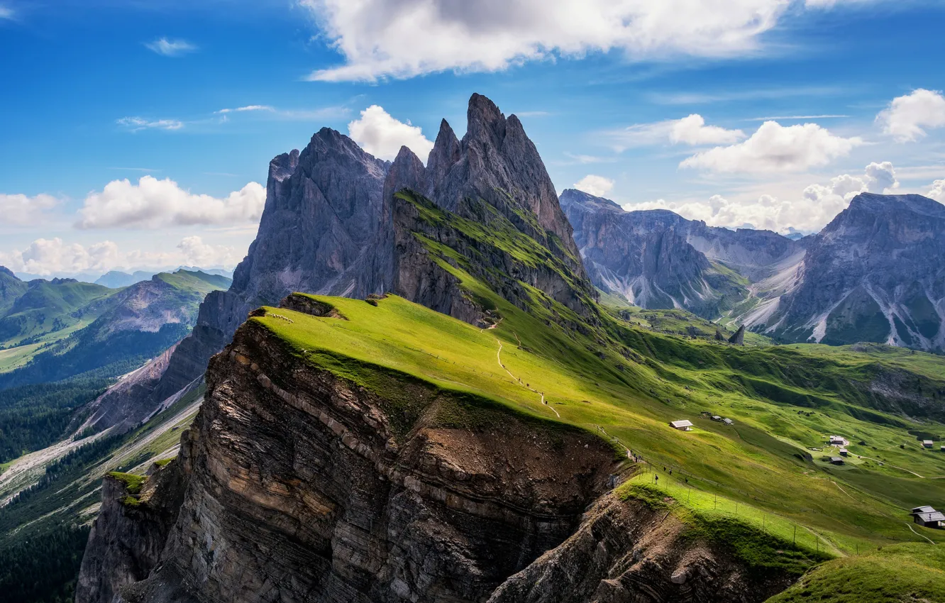 Photo wallpaper the sky, clouds, mountains, rocks, Alps