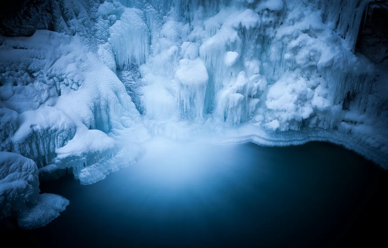 Photo wallpaper ice, water, nature, waterfall, cave