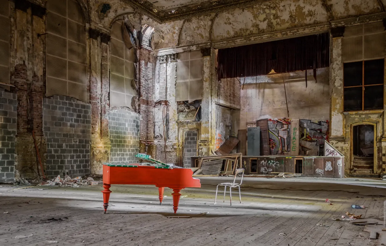 Photo wallpaper hall, piano, music