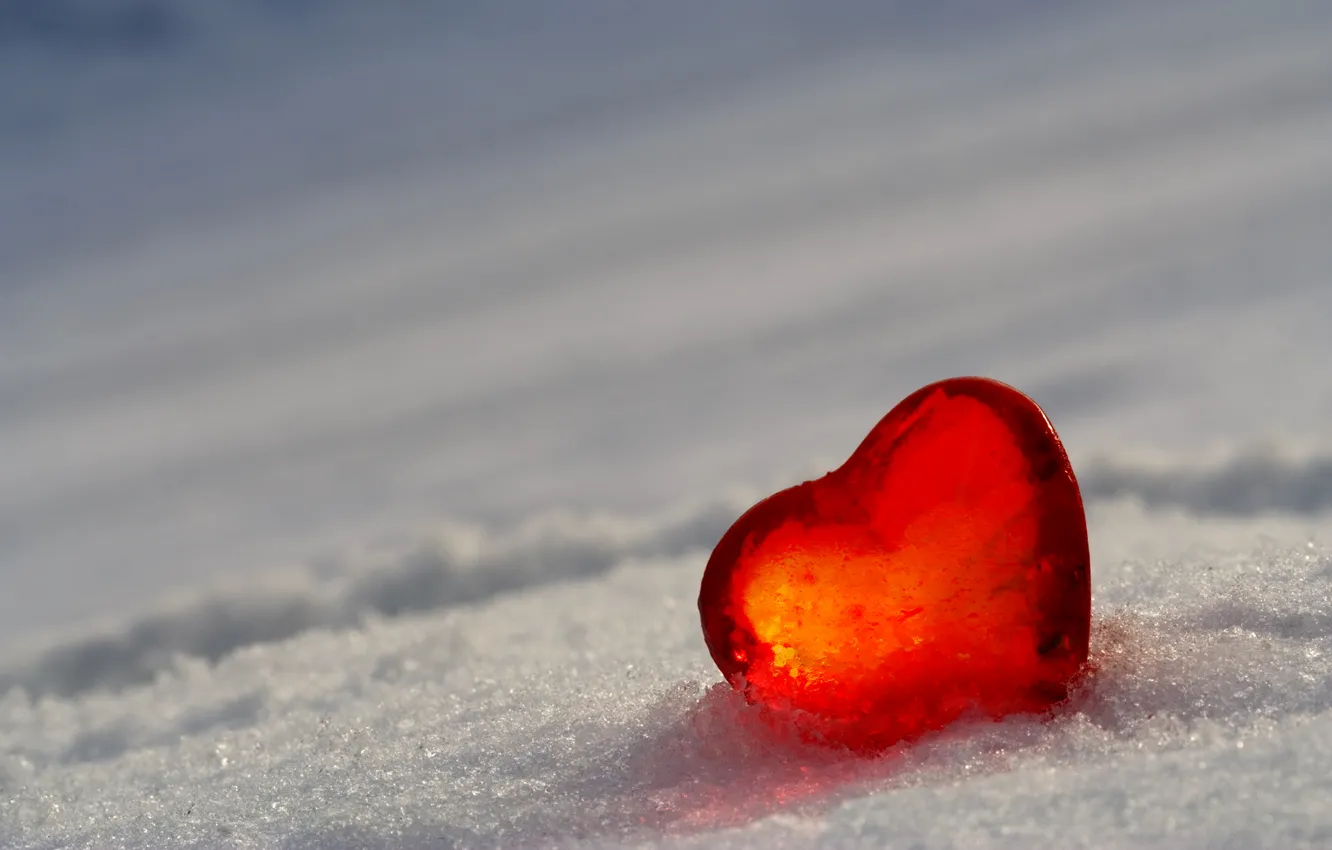 Photo wallpaper snow, heart, ice