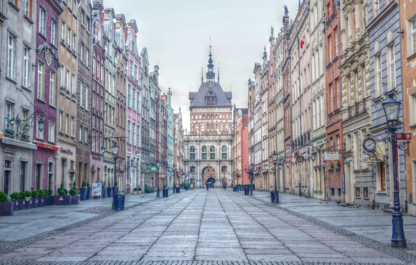 Photo wallpaper street, building, Gdansk
