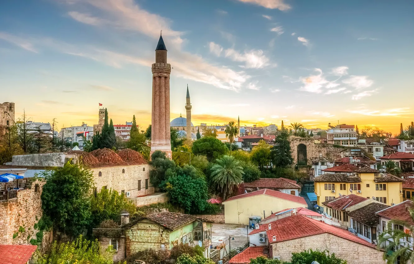 Photo wallpaper home, panorama, Turkey, Antalya, Yivli Minaret, the Yivli Minare mosque