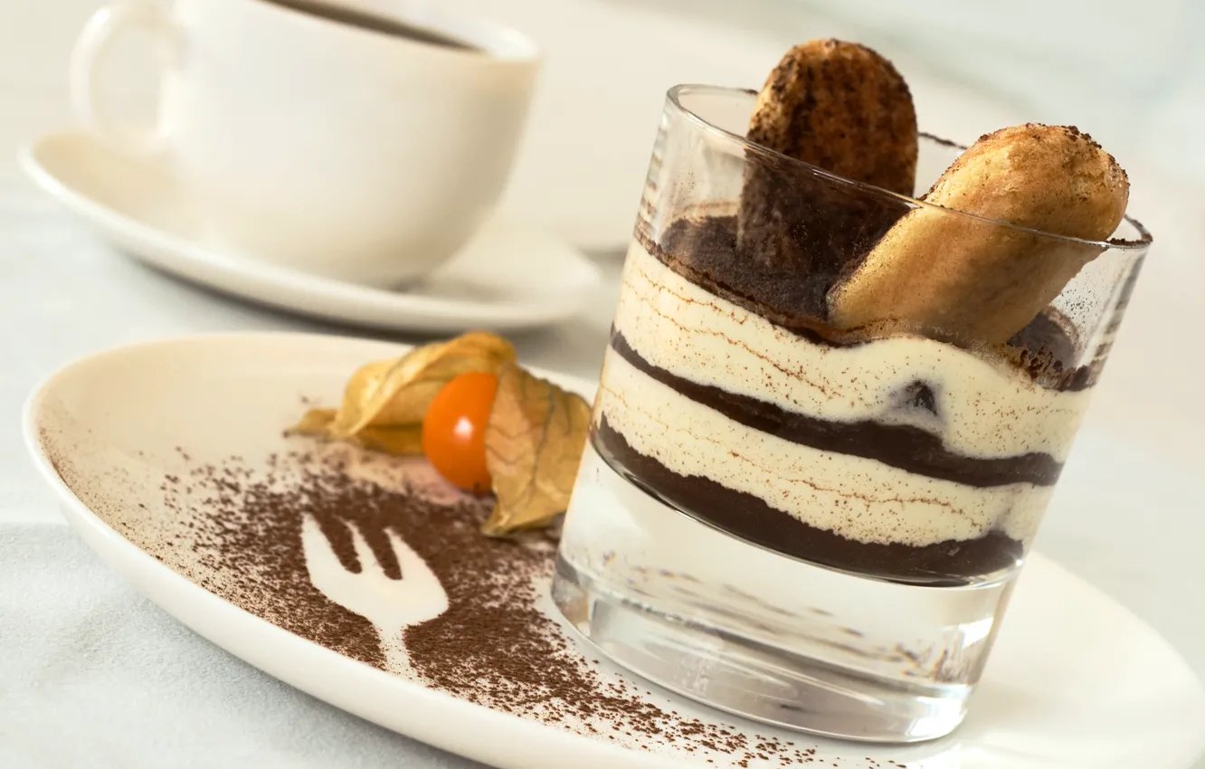 Photo wallpaper coffee, cookies, glass, cream, dessert, sweet, chocolate, sweet