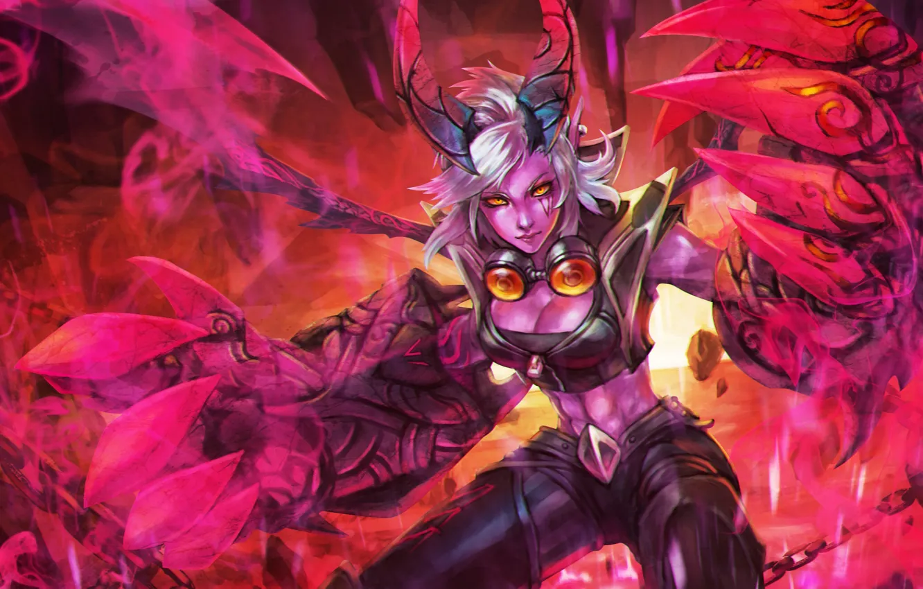 Photo wallpaper girl, hands, League of Legends, LoL, Piltover Enforcer, Demon Vi