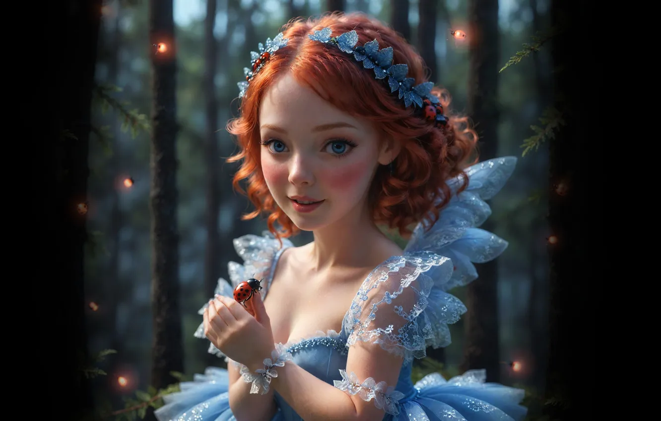 Photo wallpaper ladybug, fairy, girl
