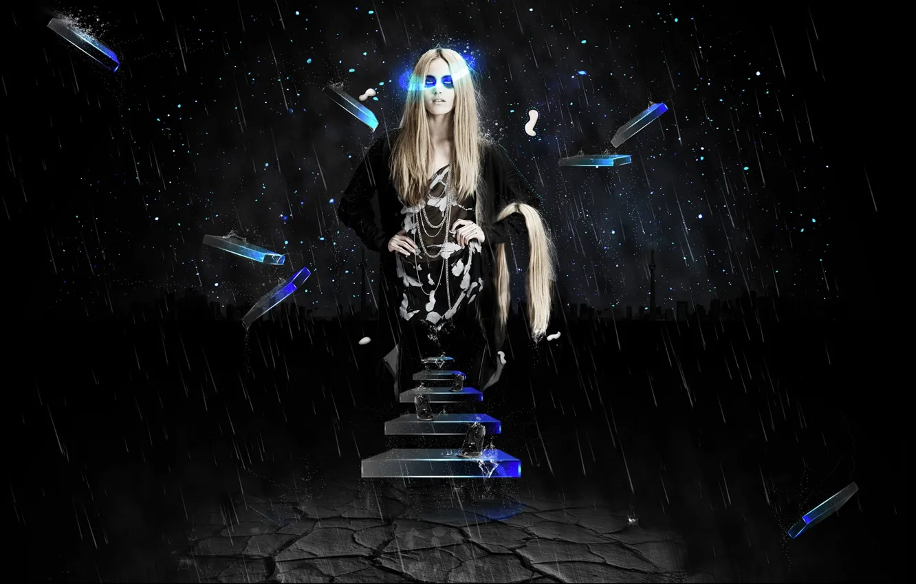 Photo wallpaper girl, black, stage