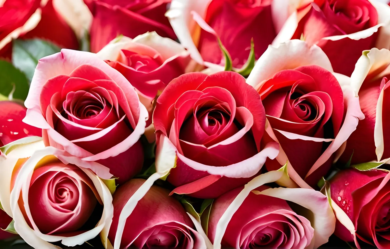 Photo wallpaper flowers, roses, bouquet, AI art, neural network