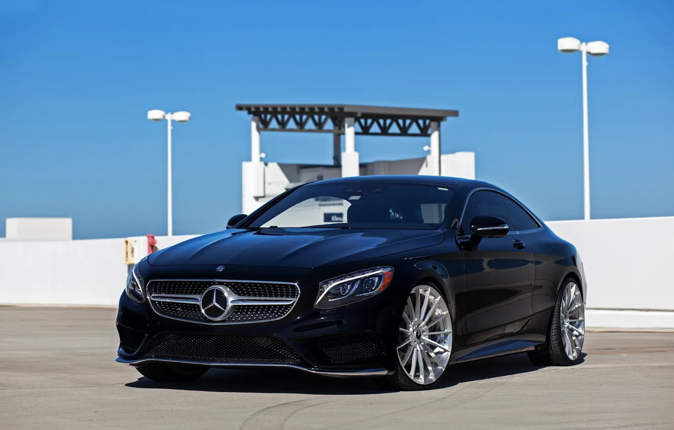 Photo wallpaper Mercedes, Sky, Black, Coupe, S-class, W222