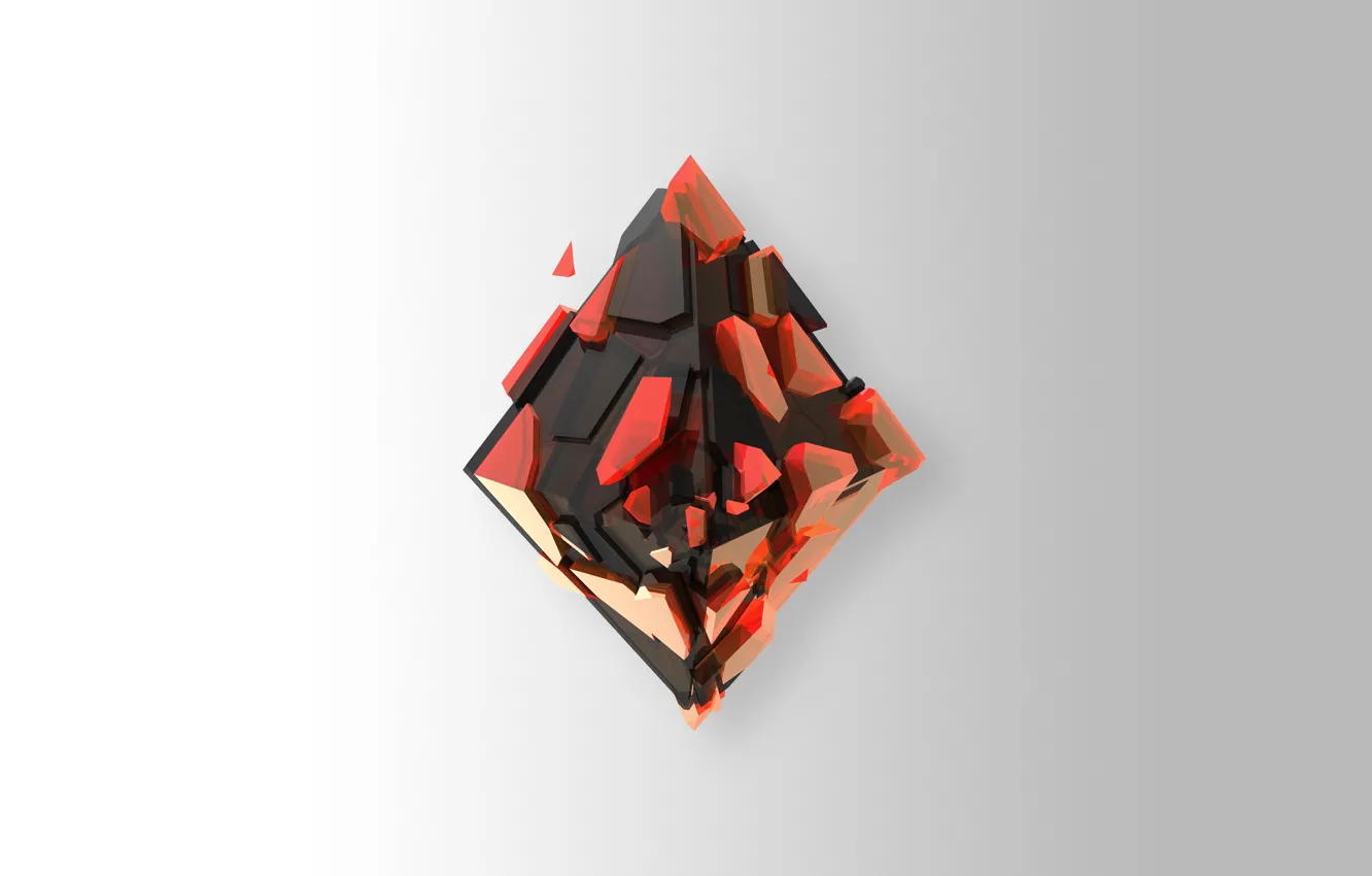 Photo wallpaper abstraction, white background, diamonds, abstraction, Justin Maller, Justin Muller, Encrusted, 3D object