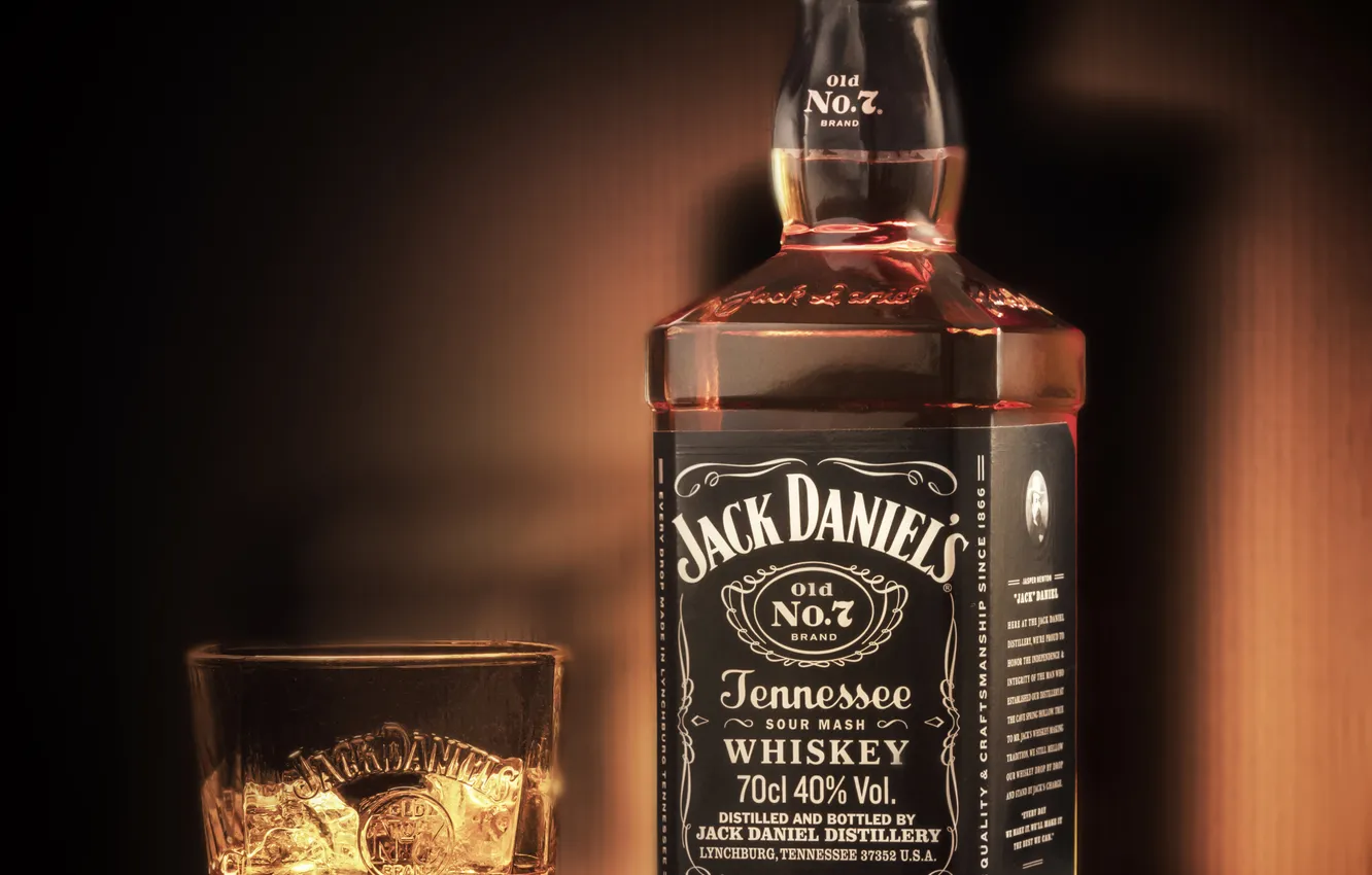 Photo wallpaper bottle, Jack Daniels, alcoholic drink