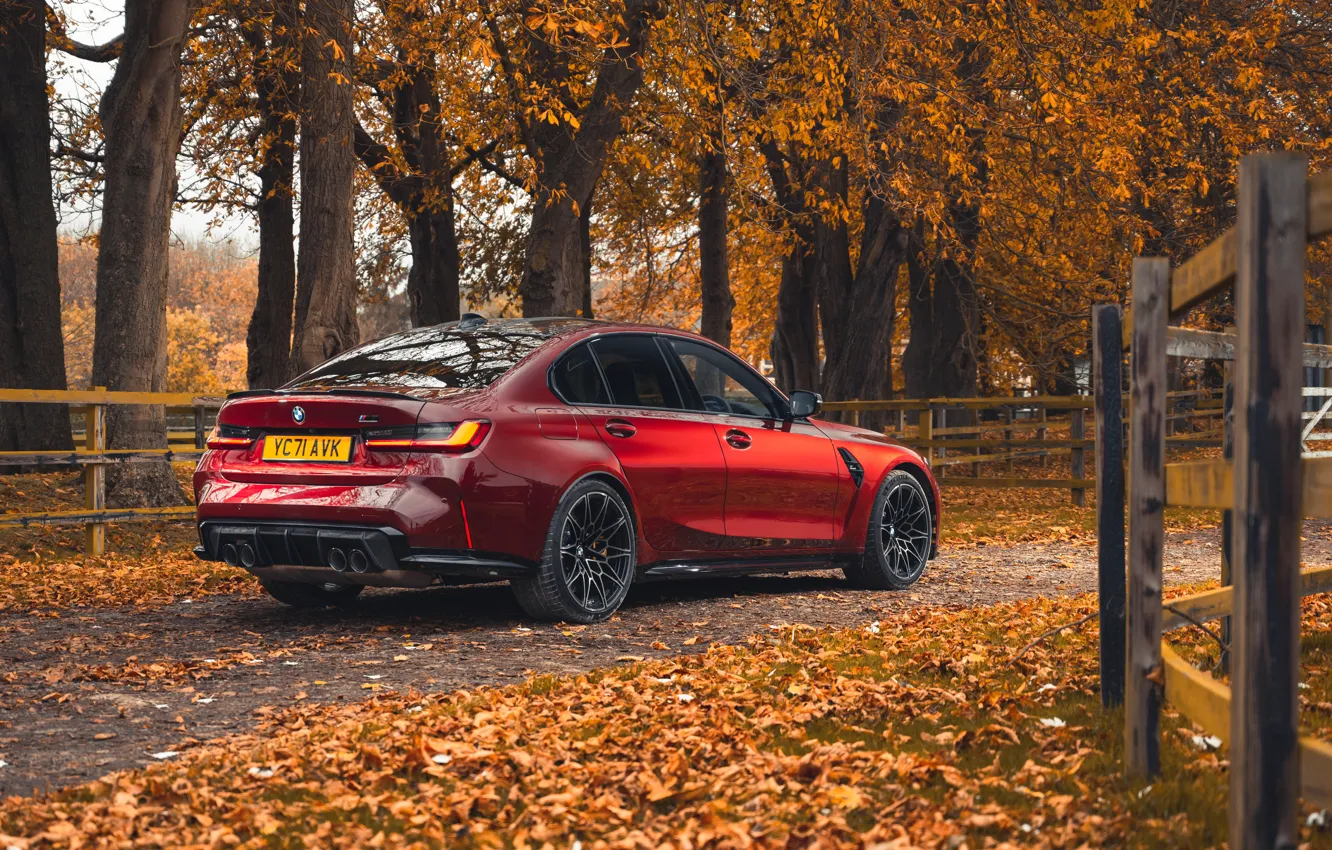 Photo wallpaper Red, BMW, BMW, Red, xDrive, Rear view, Forest, Rear