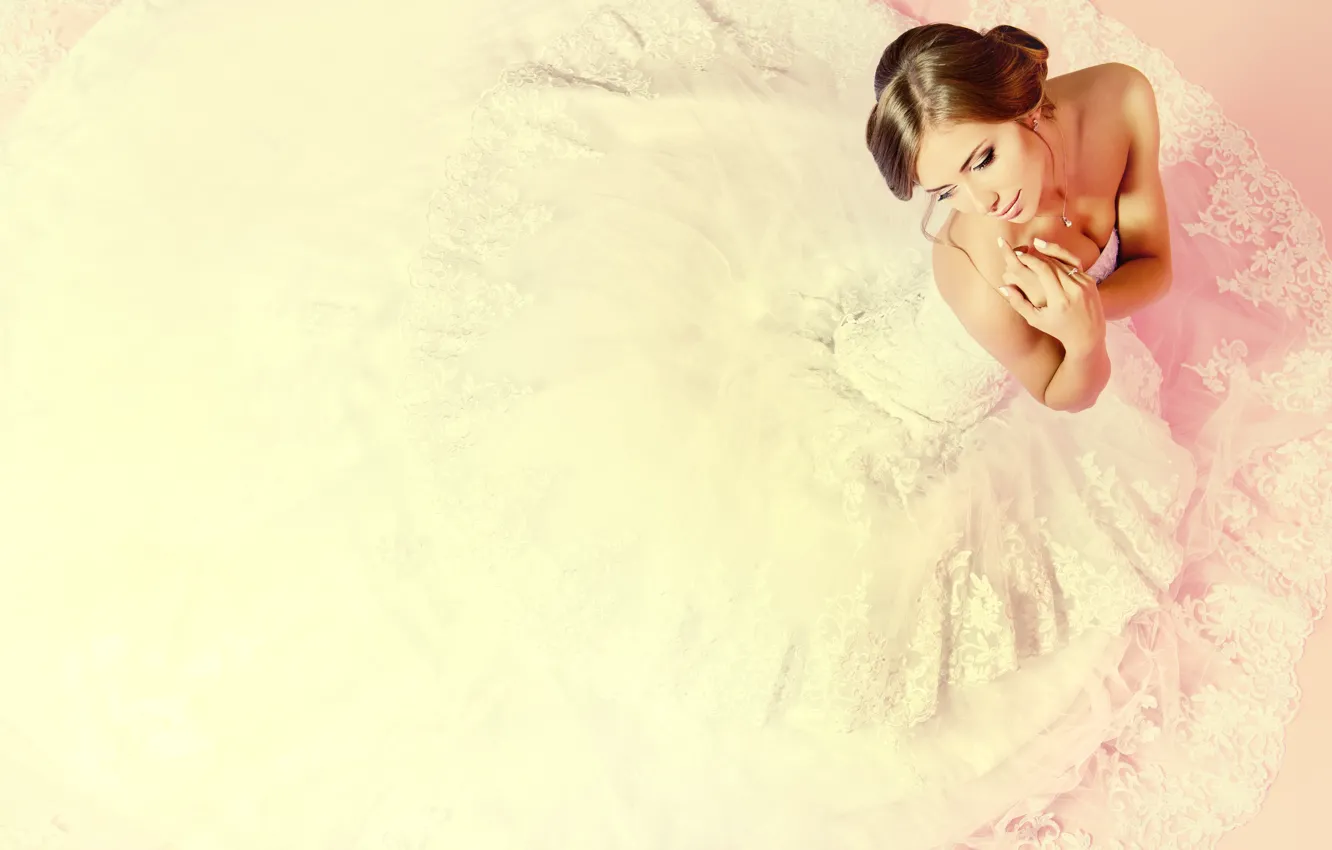 Photo wallpaper girl, makeup, the bride, white dress