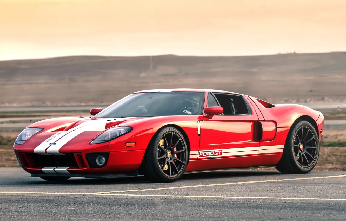 Photo wallpaper Ford, Red, Black, White, Wheels, Stripes