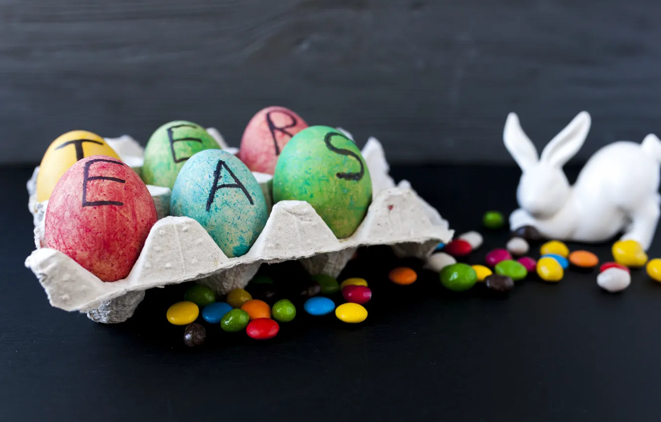 Photo wallpaper holiday, eggs, rabbit, candy, Easter