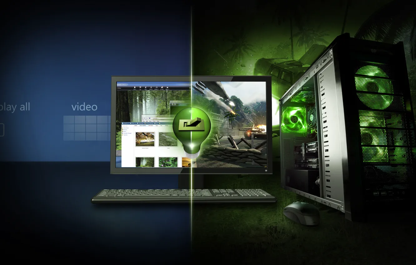 Photo wallpaper mouse, monitor, sistemnik, Claudia