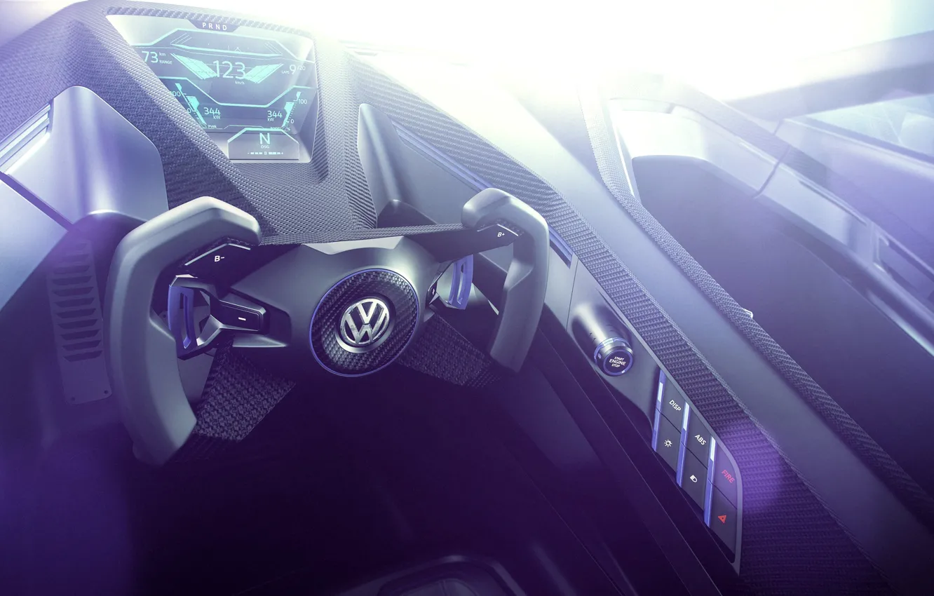 Photo wallpaper Concept, interior, Volkswagen, the wheel, Golf, Golf, Volkswagen, Sport