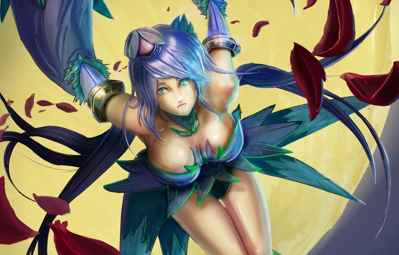 Photo wallpaper girl, petals, Ascension, iris