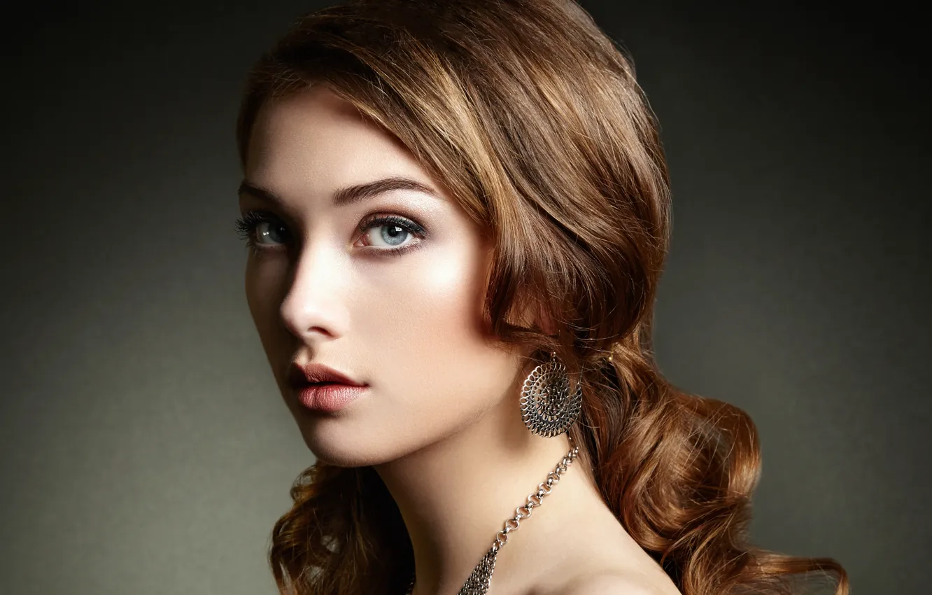 Photo wallpaper look, girl, model, earrings, makeup, hairstyle