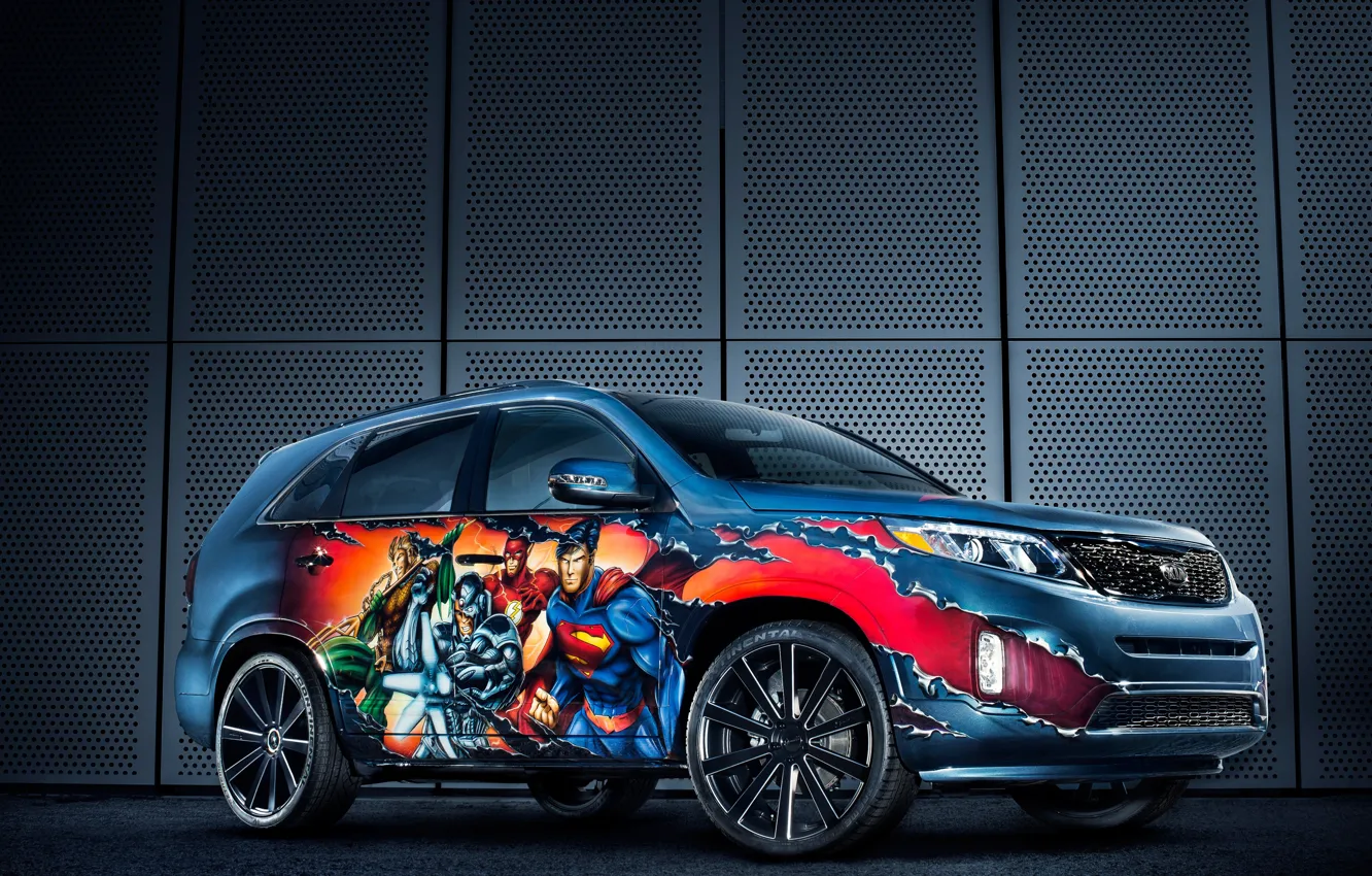 Photo wallpaper Kia, crossover, 2014, Sorento, Justice League