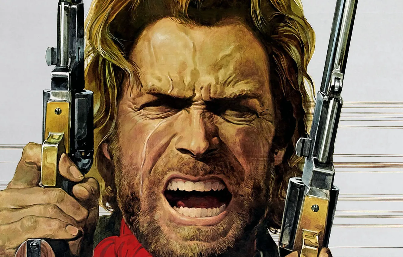Photo wallpaper face, art, revolver, Western, Clint Eastwood, Clint Eastwood, colt, josey wales