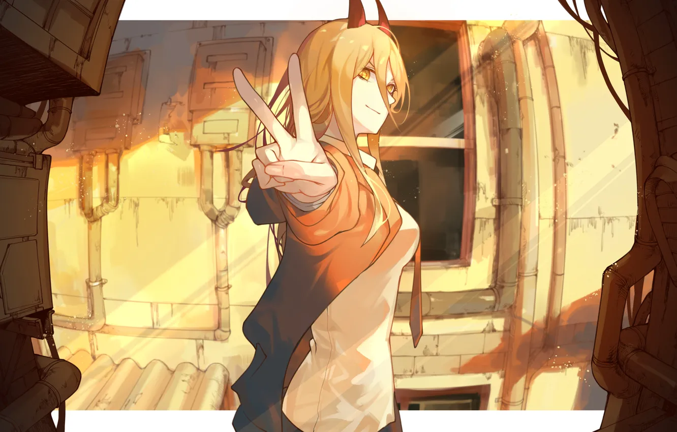 Photo wallpaper girl, home, the demon, power, Chainsaw Man