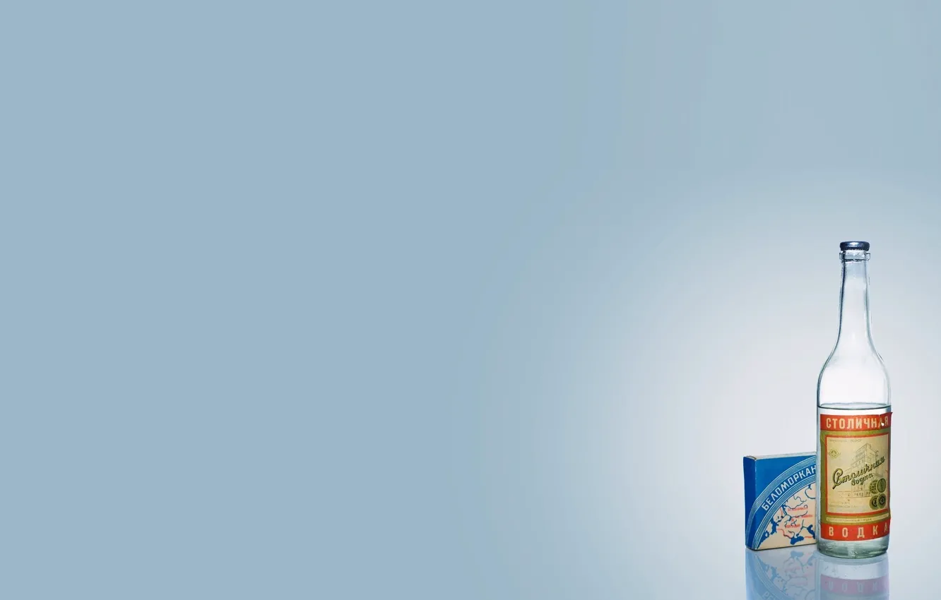 Photo wallpaper bottle, cigarette, vodka, capital, Belomorkanal