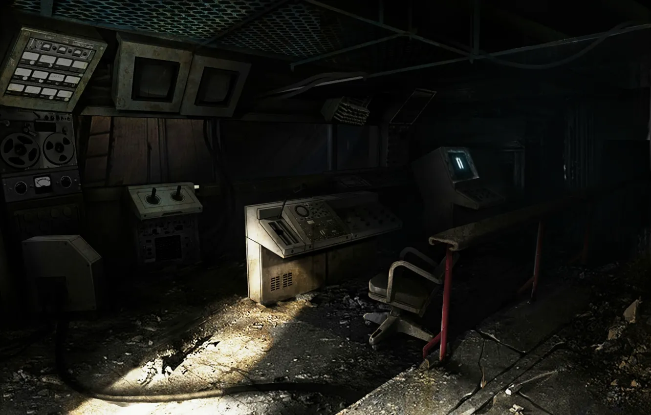 Photo wallpaper computer, Stalker, abandoned building, control panel, Stalker 2
