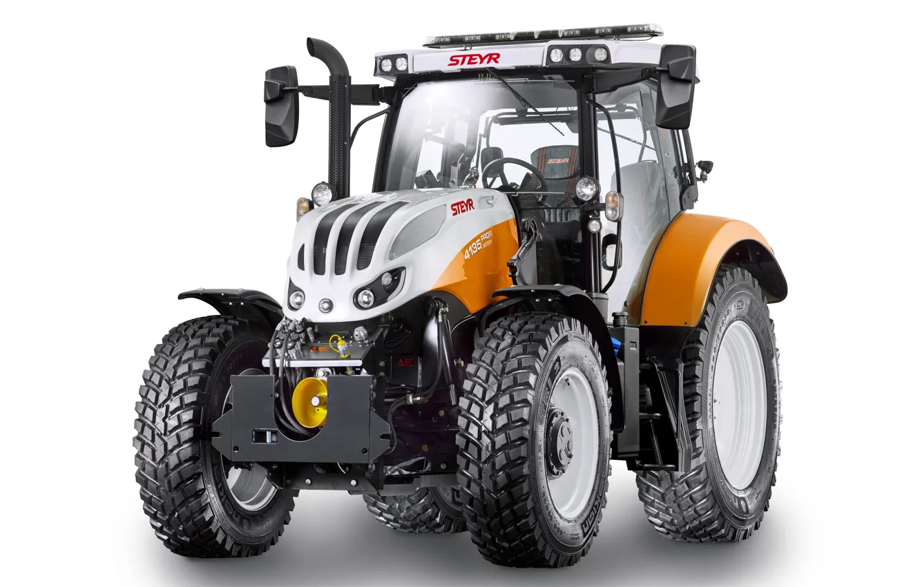 Photo wallpaper tractor, white background, Steyr, Municipal, 4135, Professional