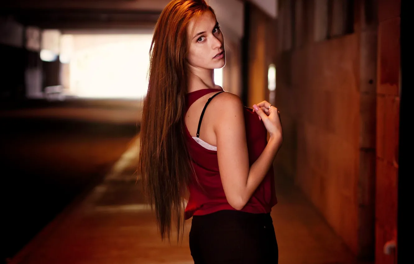 Photo wallpaper look, pose, model, portrait, jeans, makeup, Mike, figure