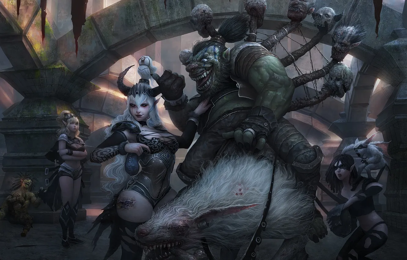 Photo wallpaper girl, bridge, head, art, Goblin, top