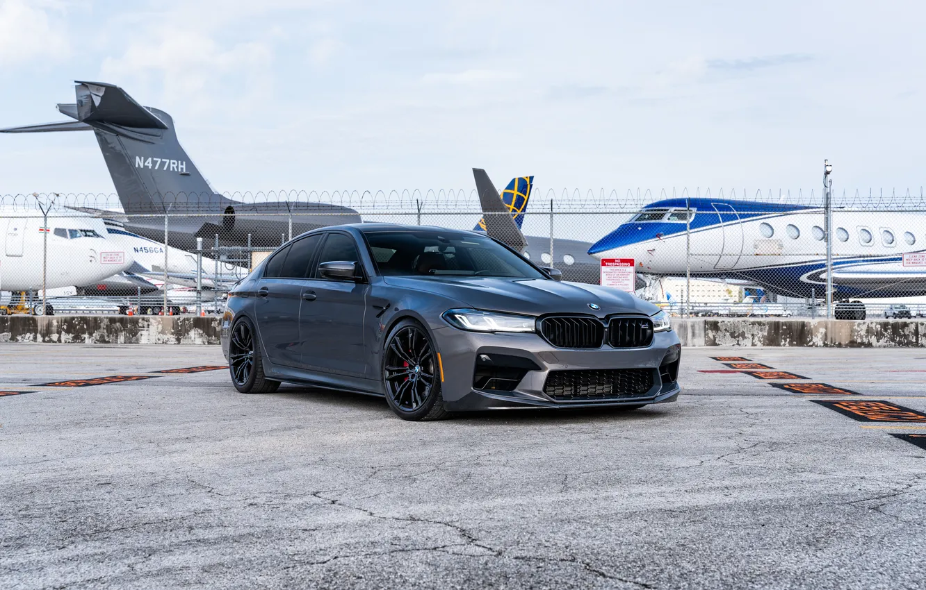 Photo wallpaper BMW, BMW M5, M5 F90, Airplane