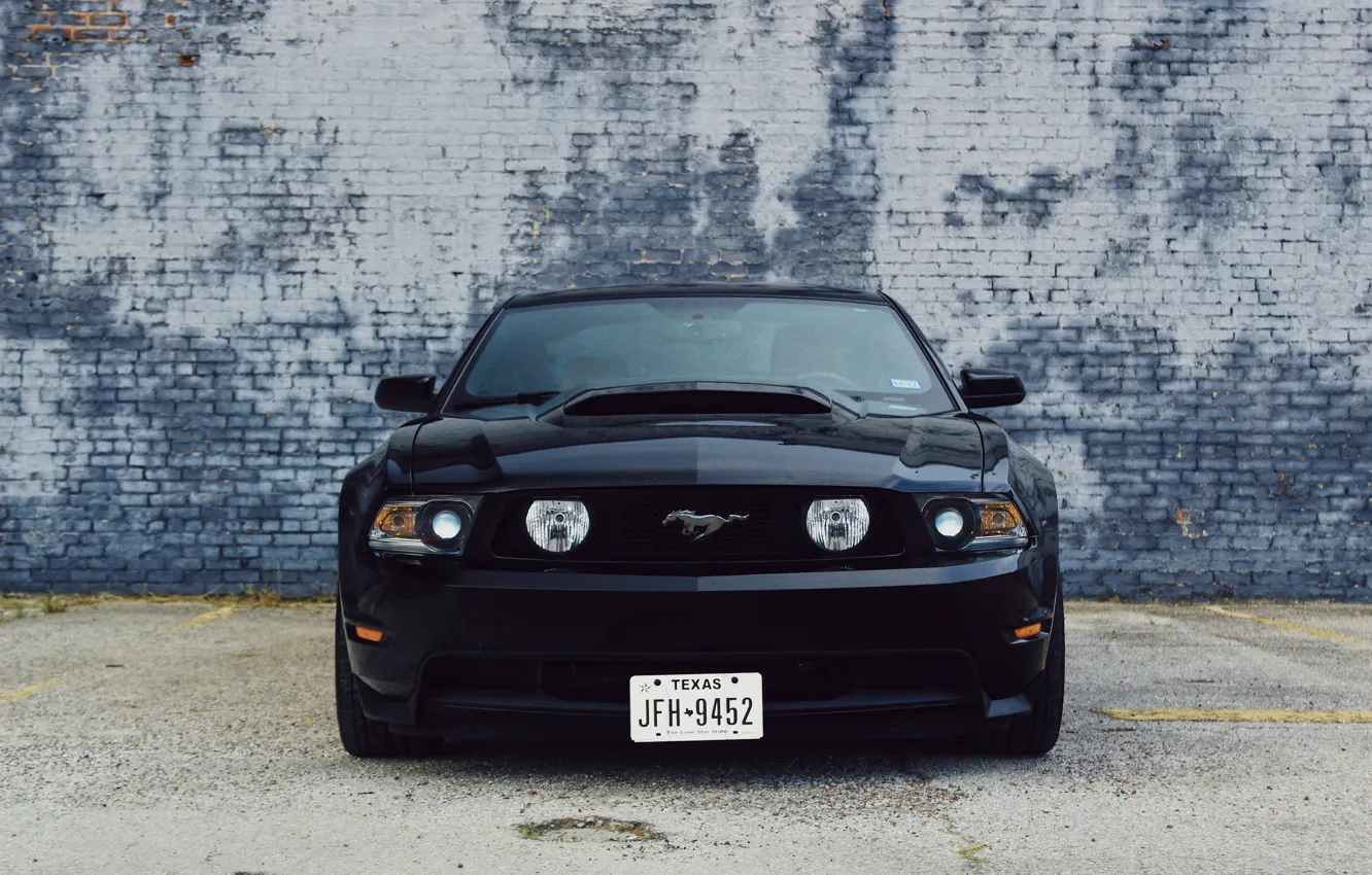 Photo wallpaper black, lights, Ford, Mustang, Ford Mustang, black, Ford