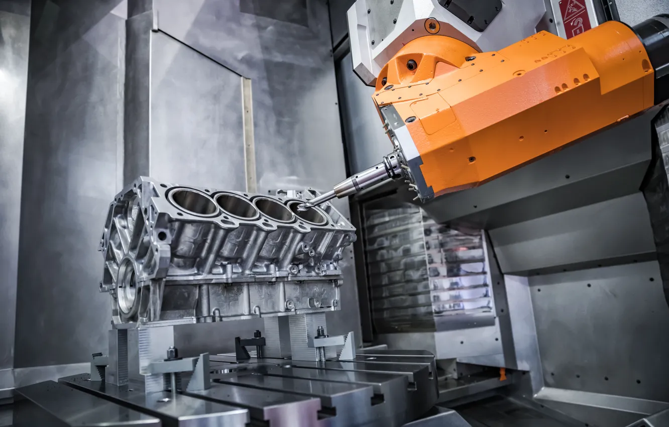 Photo wallpaper precision, factory, machinery, motor, lathes