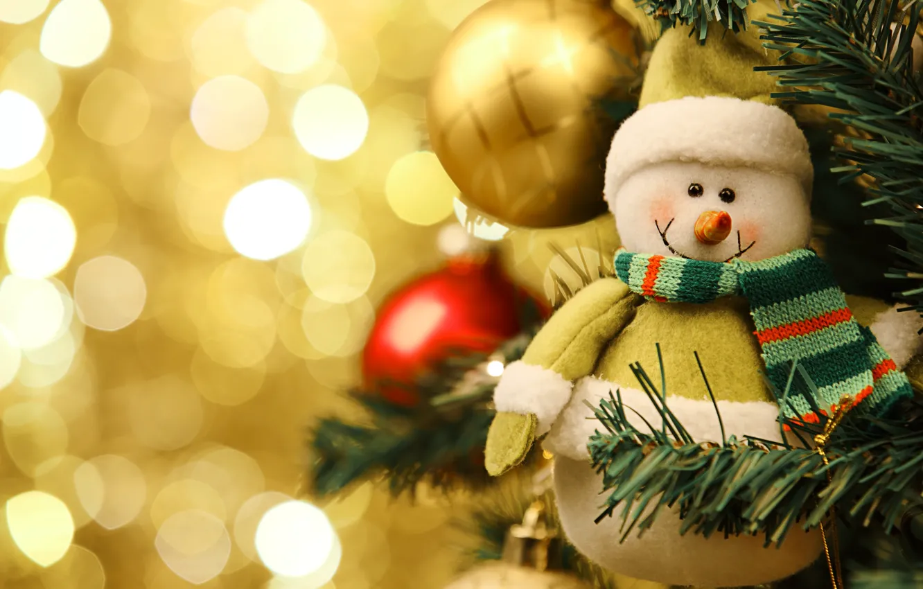 Photo wallpaper decoration, smile, tree, Christmas, scarf, New year, snowman, christmas