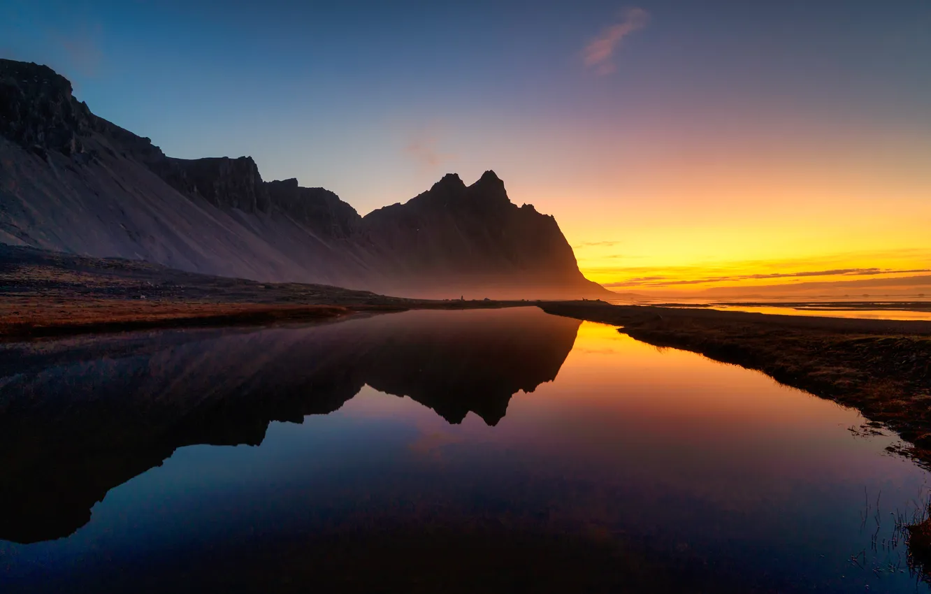 Photo wallpaper sea, sunset, shore