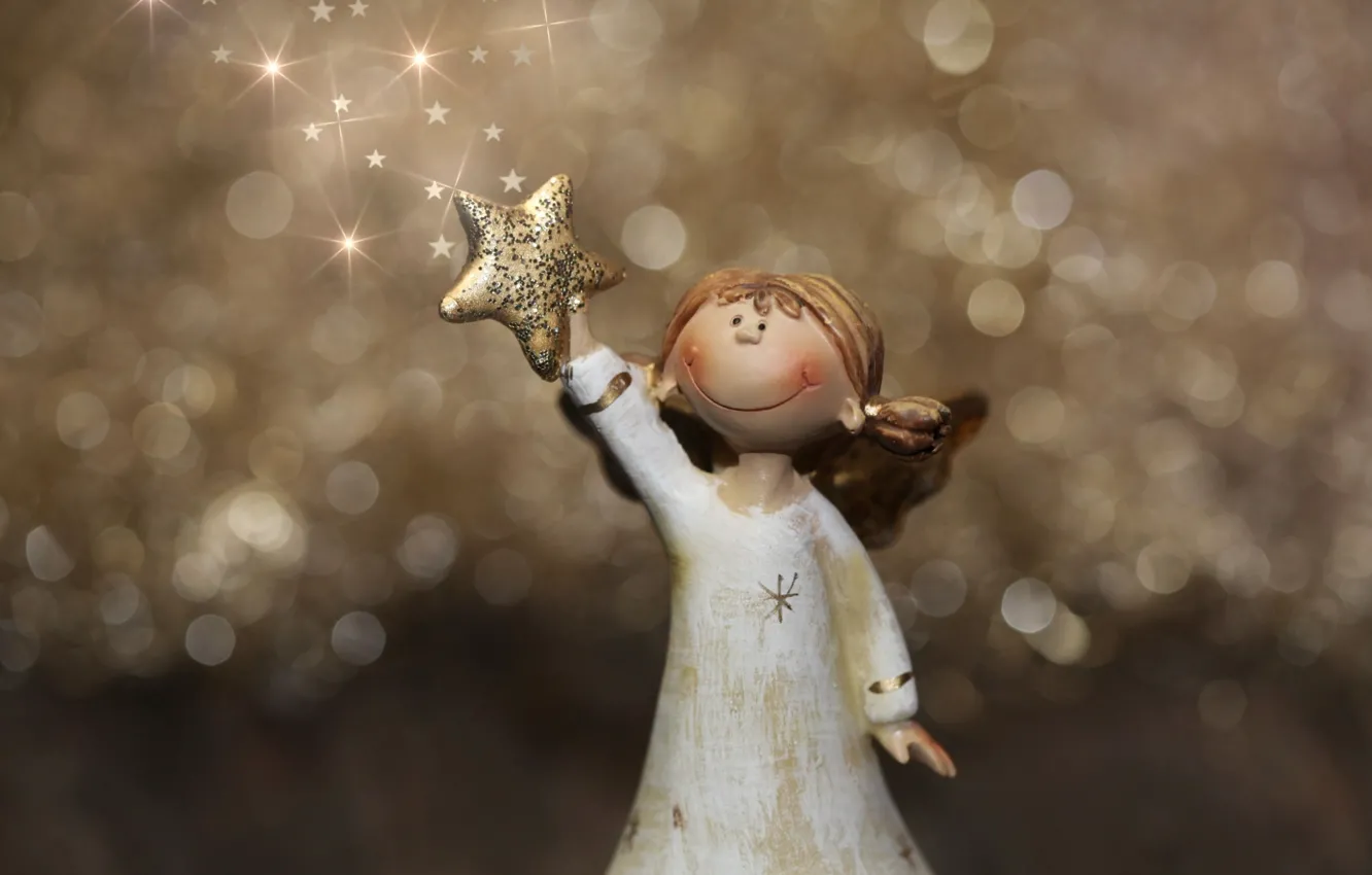 Photo wallpaper stars, light, holiday, Christmas, angel