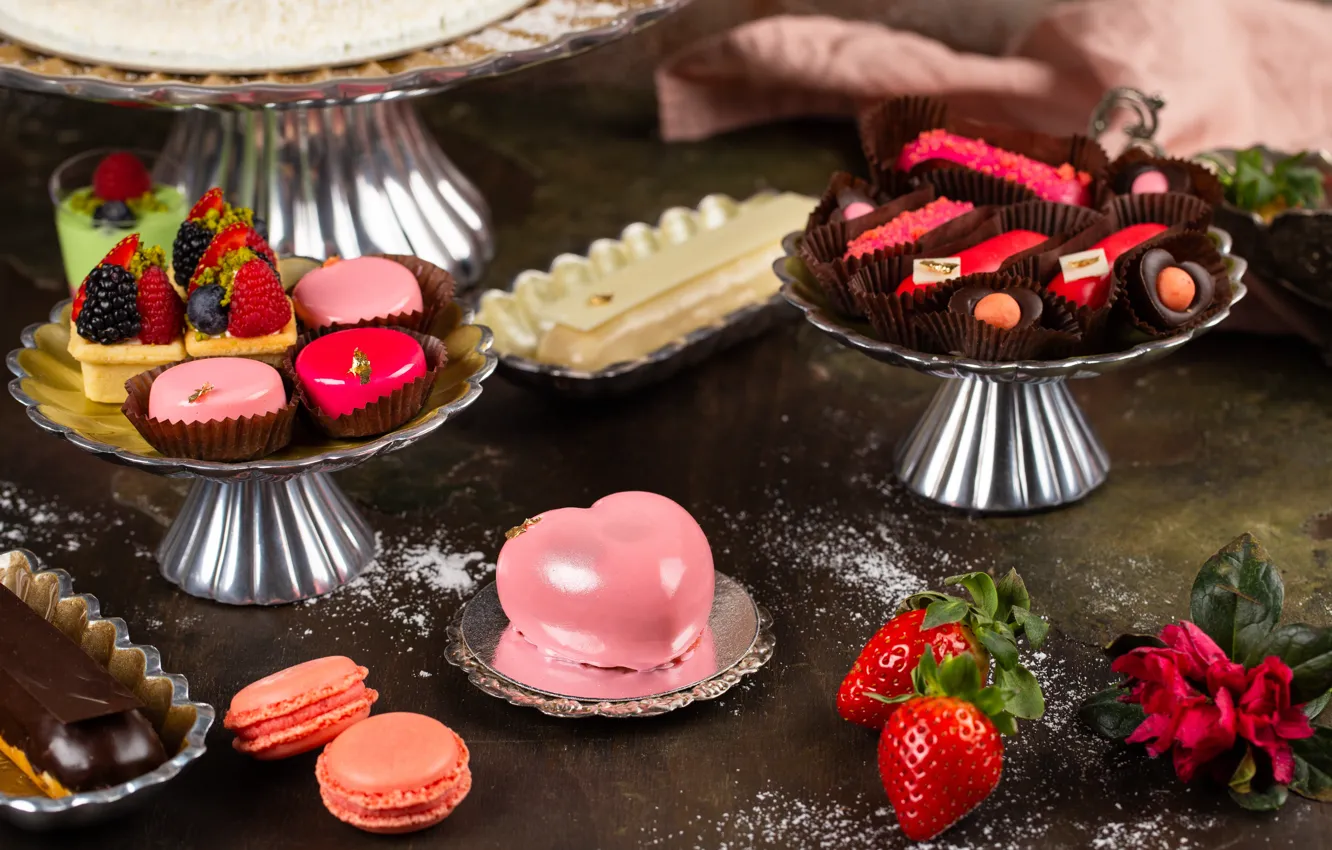 Photo wallpaper berries, strawberry, cake